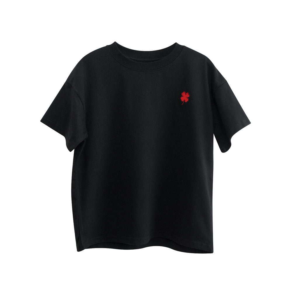 Boys and Girls’ Flower Embroidered T-shirt in European and American Style-2