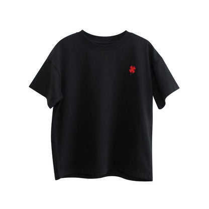Boys and Girls’ Flower Embroidered T-shirt in European and American Style-2