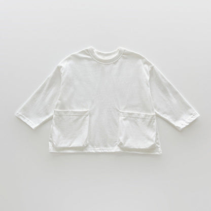 Autumn Arrival Baby Kids Unisex Comfortable Solid Color Pocketed Long Sleeves Top-3