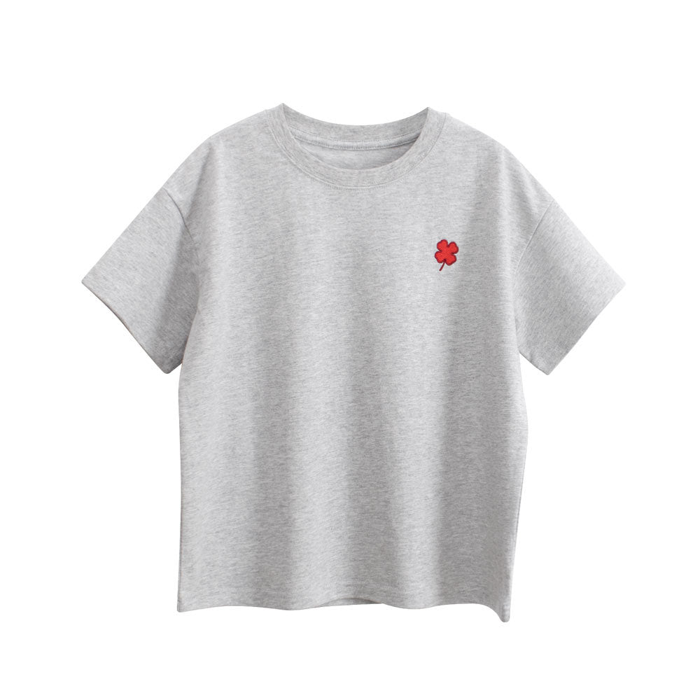 Boys and Girls’ Flower Embroidered T-shirt in European and American Style-4