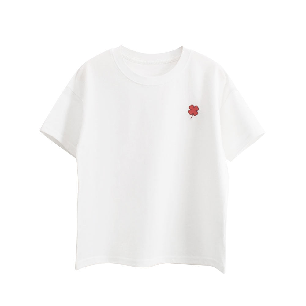 Boys and Girls’ Flower Embroidered T-shirt in European and American Style-1